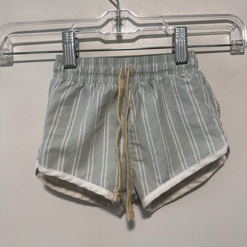 Minnow Boys Striped Mint Swim Trunks with Drawstring